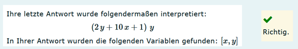 (2y+10x+1)*y wird auch als richtig bewertet