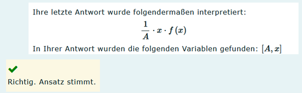 1/A*x*f(x) wird auch als richtig bewertet