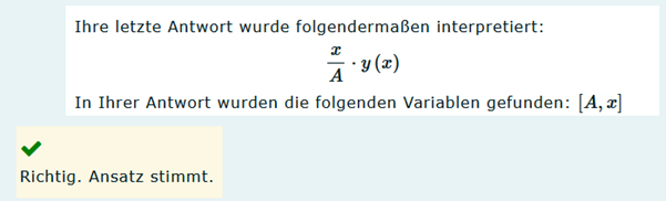 x/A*y(x) wird auch als richtig erkannt